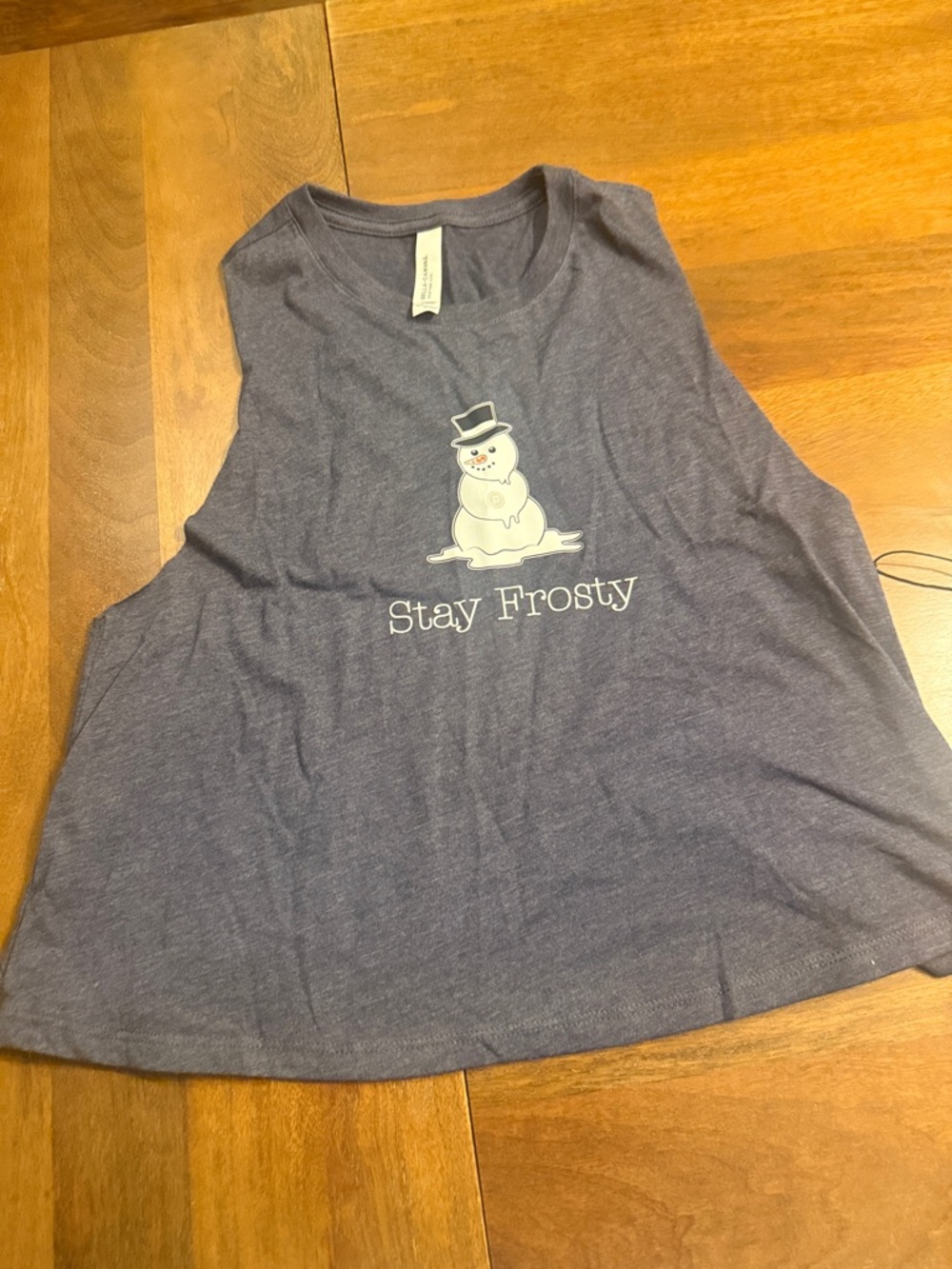 Crop Tank Stay Frosty Snowman Graphic Tank Top - Heather Blue